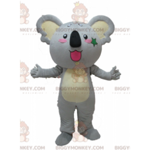 Traje de mascote de coala gigante cinza e amarelo fofo