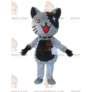 Costume della mascotte del gatto di peluche grigio e nero