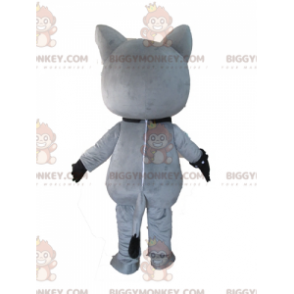 Costume della mascotte del gatto di peluche grigio e nero