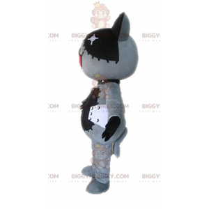 Costume de mascotte BIGGYMONKEY™ de chat en peluche gris et