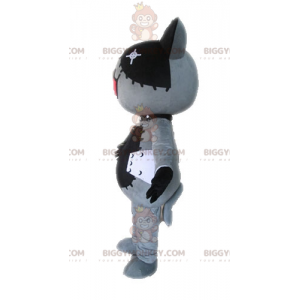 Disfraz de mascota gato de peluche gris y negro BIGGYMONKEY™ -