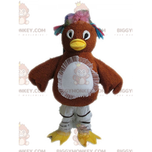 Brun høne BIGGYMONKEY™ maskotkostume med glitterfjer -