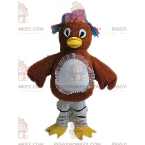 Costume de mascotte BIGGYMONKEY™ de poule marron avec des