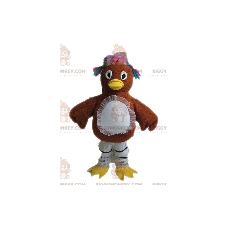 Costume de mascotte BIGGYMONKEY™ de poule marron avec des