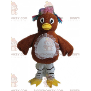 Brown Hen BIGGYMONKEY™ Mascot Costume with Glitter Feathers -