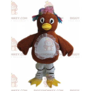 Bruine kip BIGGYMONKEY™ mascottekostuum met glitterveren -