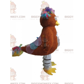 Brun høne BIGGYMONKEY™ maskotkostume med glitterfjer -
