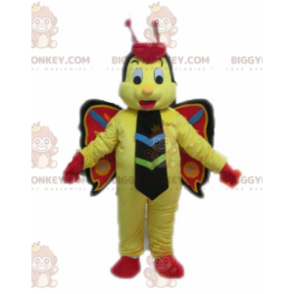 Costume de mascotte BIGGYMONKEY™ de papillon jaune rouge et