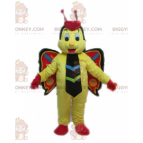 Disfraz de mascota BIGGYMONKEY™ de mariposa amarilla, roja y