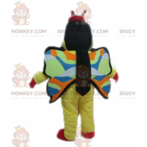 Disfraz de mascota BIGGYMONKEY™ de mariposa amarilla, roja y