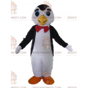 Black and White Penguin BIGGYMONKEY™ Mascot Costume with Bow