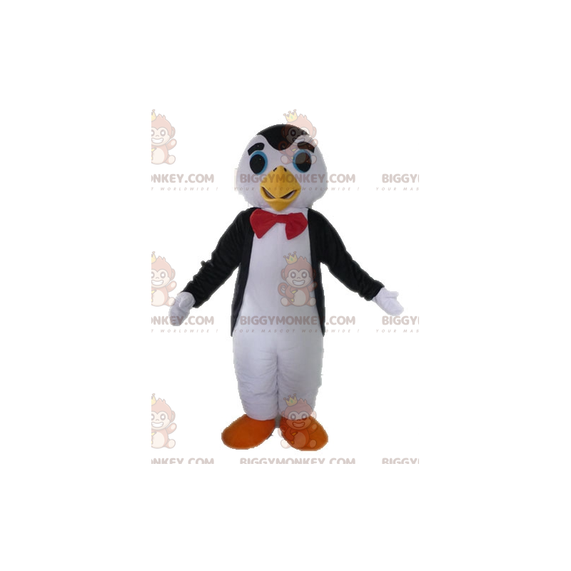 Black and White Penguin BIGGYMONKEY™ Mascot Costume with Bow