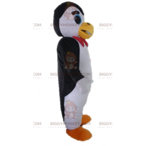 Black and White Penguin BIGGYMONKEY™ Mascot Costume with Bow