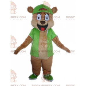 BIGGYMONKEY™ Riesiges Braunbär-Maskottchen-Kostüm in Grün -