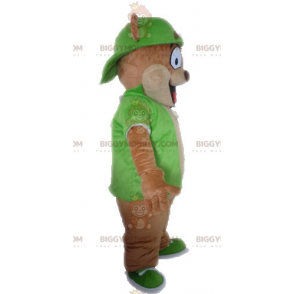 BIGGYMONKEY™ Giant Brown Bear Mascot Costume Dressed in Green –