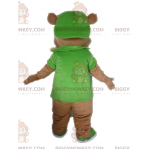 BIGGYMONKEY™ Giant Brown Bear Mascot Costume Dressed in Green –