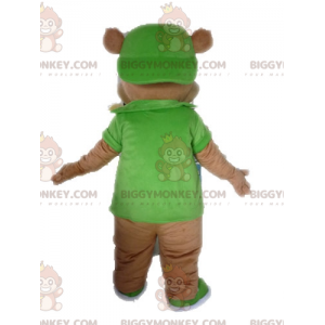 Kostým obřího maskota hnědého medvěda BIGGYMONKEY™ v zeleném –