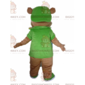 BIGGYMONKEY™ Riesiges Braunbär-Maskottchen-Kostüm in Grün -