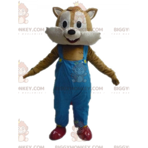 BIGGYMONKEY™ maskotkostume Brunt og beige egern i overalls -