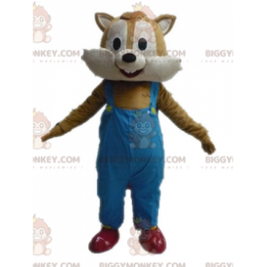 BIGGYMONKEY™ maskotkostume Brunt og beige egern i overalls -