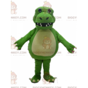 Impresionante disfraz de mascota de dinosaurio verde gigante