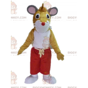 Brown and White Mouse BIGGYMONKEY™ Mascot Costume. Giant Rat