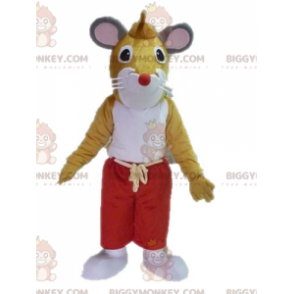 Costume de mascotte BIGGYMONKEY™ de souris marron et blanche.