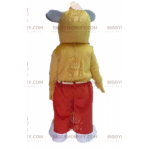 Costume de mascotte BIGGYMONKEY™ de souris marron et blanche.