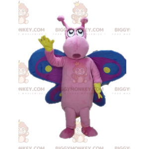 Disfraz de mascota BIGGYMONKEY™ de mariposa rosa, violeta y