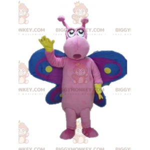 Divertente costume mascotte BIGGYMONKEY™ farfalla colorata rosa