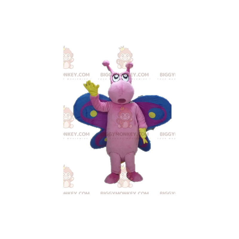 Divertente costume mascotte BIGGYMONKEY™ farfalla colorata rosa