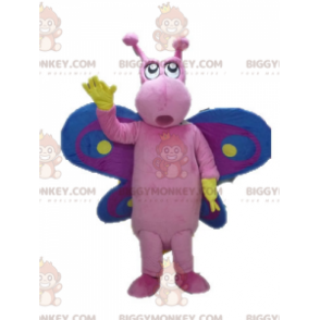 Disfraz de mascota BIGGYMONKEY™ de mariposa rosa, violeta y