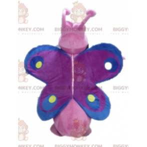 Disfraz de mascota BIGGYMONKEY™ de mariposa rosa, violeta y