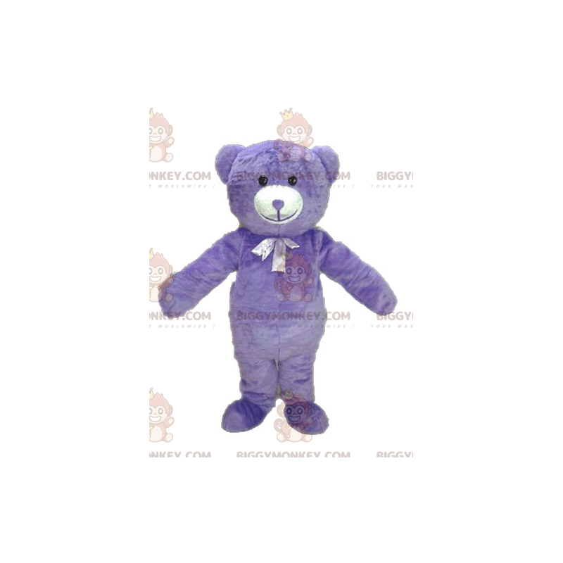 Costume de mascotte BIGGYMONKEY™ de nounours en peluche violet.
