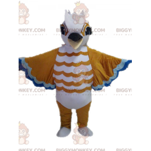 Costume de mascotte BIGGYMONKEY™ d'oiseau marron blanc et bleu