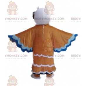 Costume de mascotte BIGGYMONKEY™ d'oiseau marron blanc et bleu