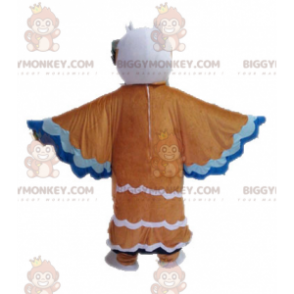 Costume mascotte BIGGYMONKEY™ uccello bianco blu marrone -