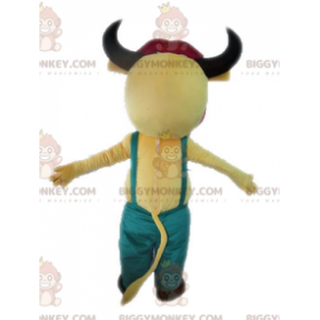 Costume de mascotte BIGGYMONKEY™ de vache jaune et rose avec