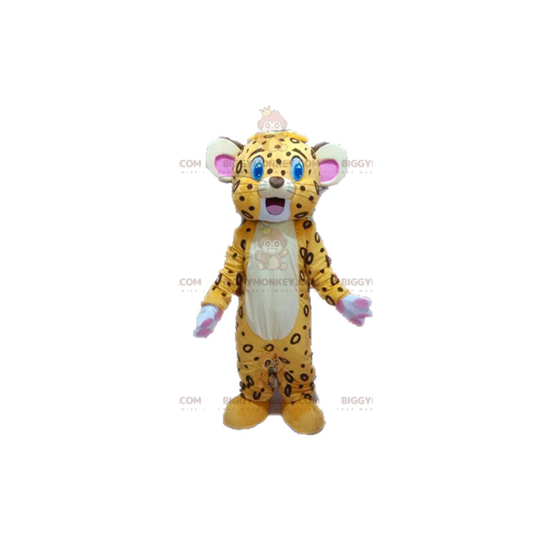 BIGGYMONKEY™ mascot costume of yellow and brown tiger. Lion Cub