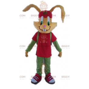 Costume de mascotte BIGGYMONKEY™ de lapin marron habillé en