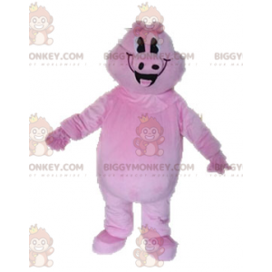 Traje de mascote gigante de porco rosa sorridente BIGGYMONKEY™