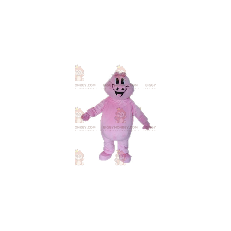 Traje de mascote gigante de porco rosa sorridente BIGGYMONKEY™