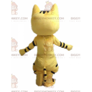 BIGGYMONKEY™ Mascot Costume Black & White Yellow Cat With