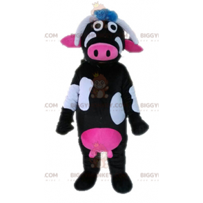 Disfraz de mascota BIGGYMONKEY™ de vaca negra, rosa y blanca -