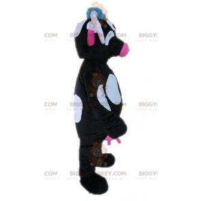 Costume da mascotte BIGGYMONKEY™ mucca nera rosa e bianca -