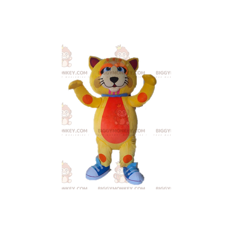 Costume de mascotte BIGGYMONKEY™ de gros chat jaune et orange