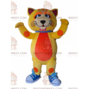 Costume de mascotte BIGGYMONKEY™ de gros chat jaune et orange