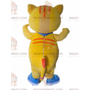 Traje de mascote de gato amarelo e laranja BIGGYMONKEY™ fofo e