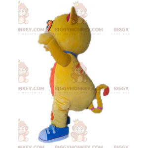 Traje de mascote de gato amarelo e laranja BIGGYMONKEY™ fofo e