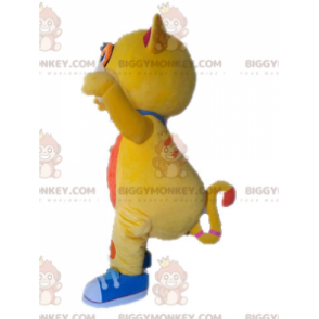 Cute and Colorful Big Yellow and Orange Cat BIGGYMONKEY™ Mascot